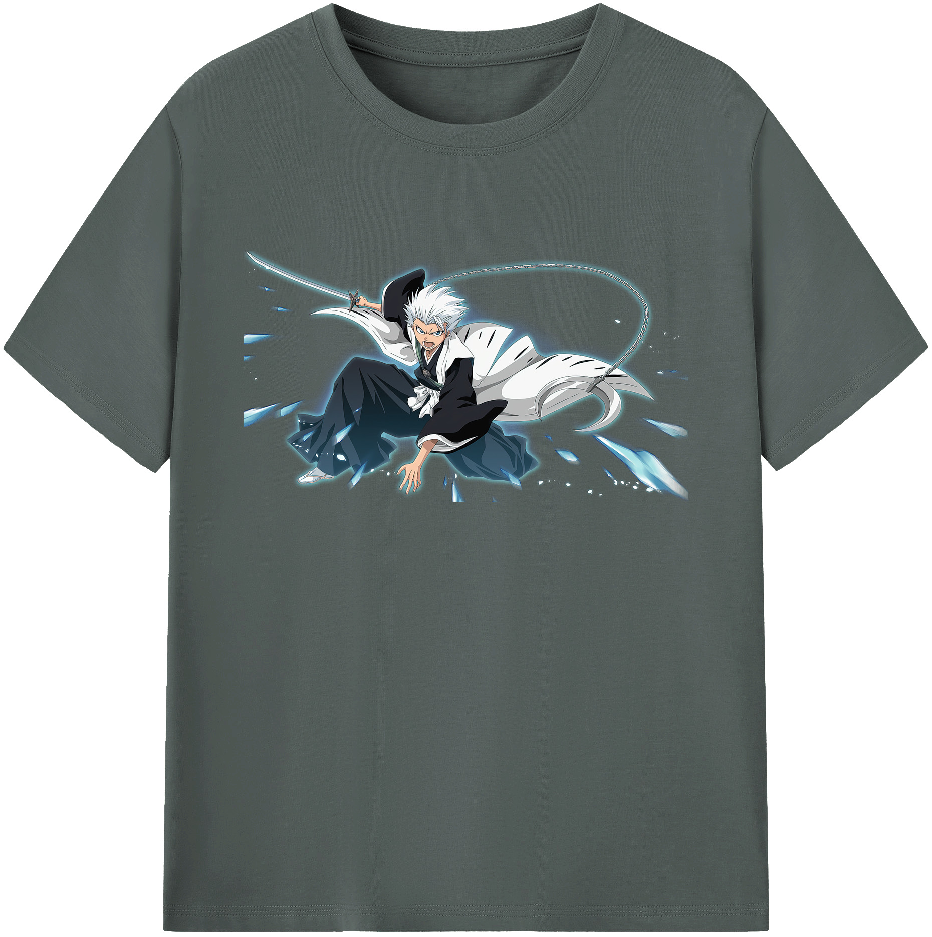 （画像用） ブリーチ 日番谷冬獅郎（ひつがや とうしろう） BLEACH Hitsugaya Toushirou 綿100％ メンズ半袖Tシャツ｜肌触りやわらか＆通気性